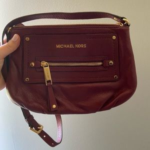 Michael Kors Maroon Leather Crossbody